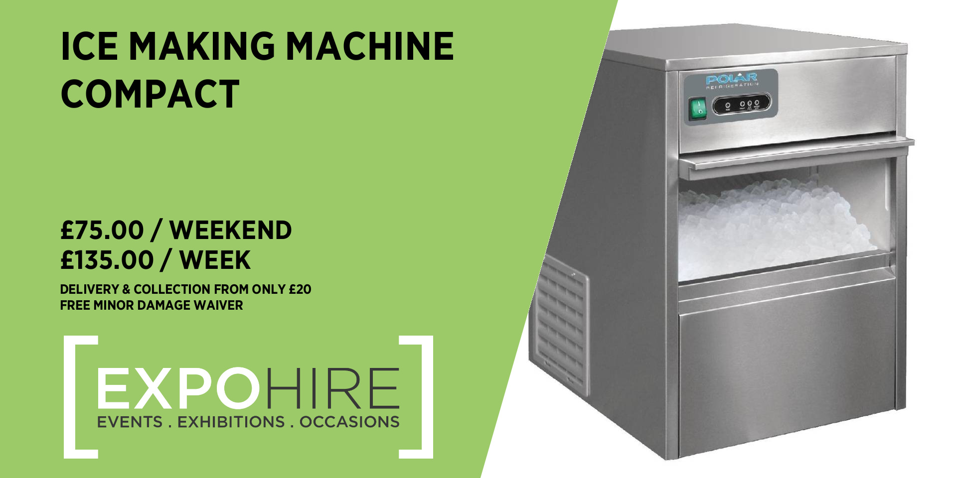 Ice Machine Hire | Weddings, Bars & Events | 20kg/Day | Expo Hire ...