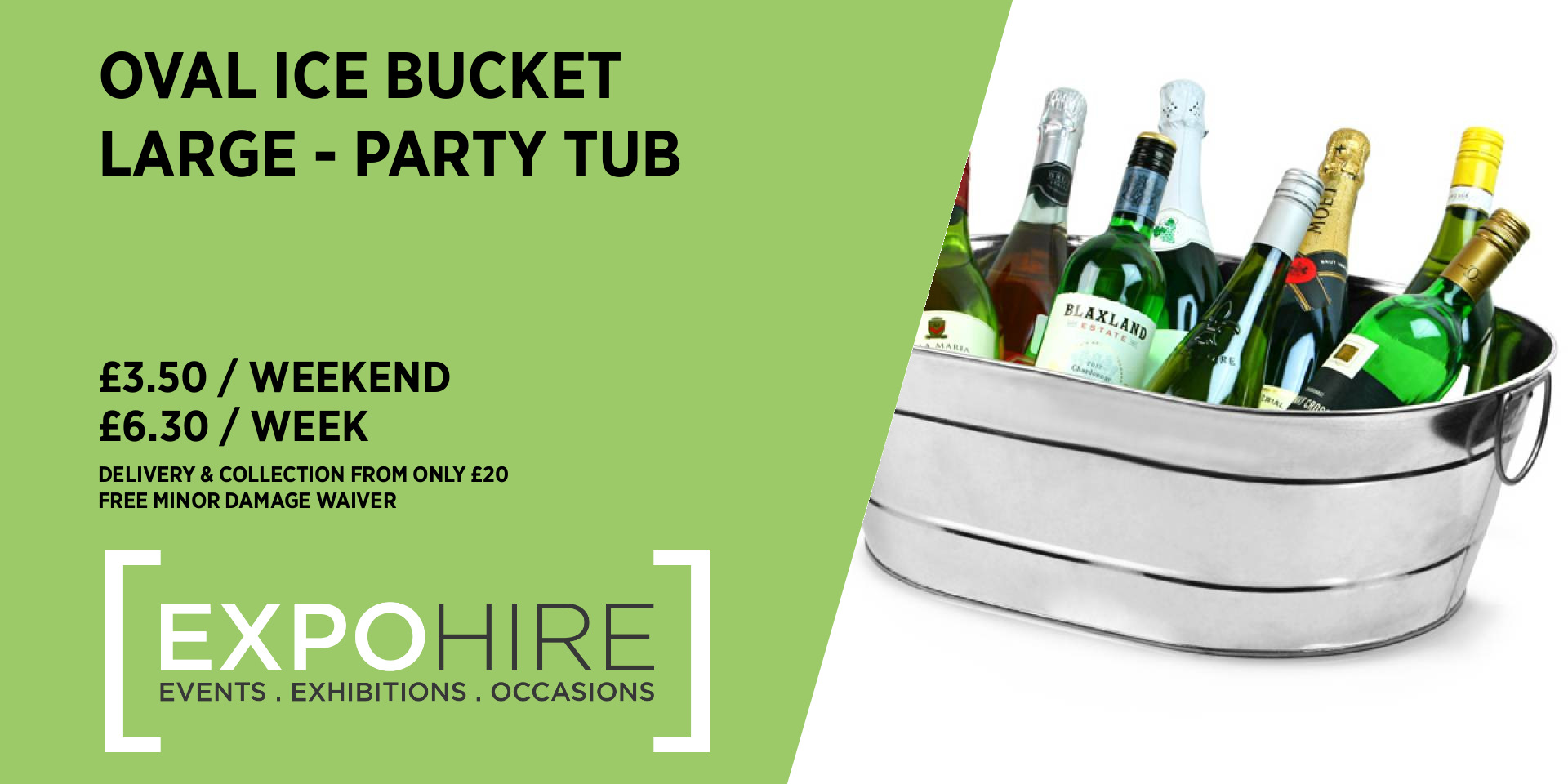 Large Oval Ice Bucket • Party Tub Hire • £3.50 / 3 Days • Expo Hire