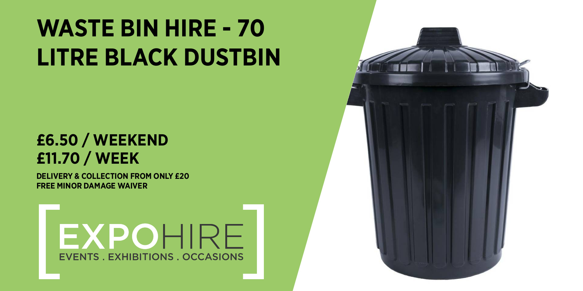 Waste Bin Hire • £6.50 / 3 Days • Expo Hire