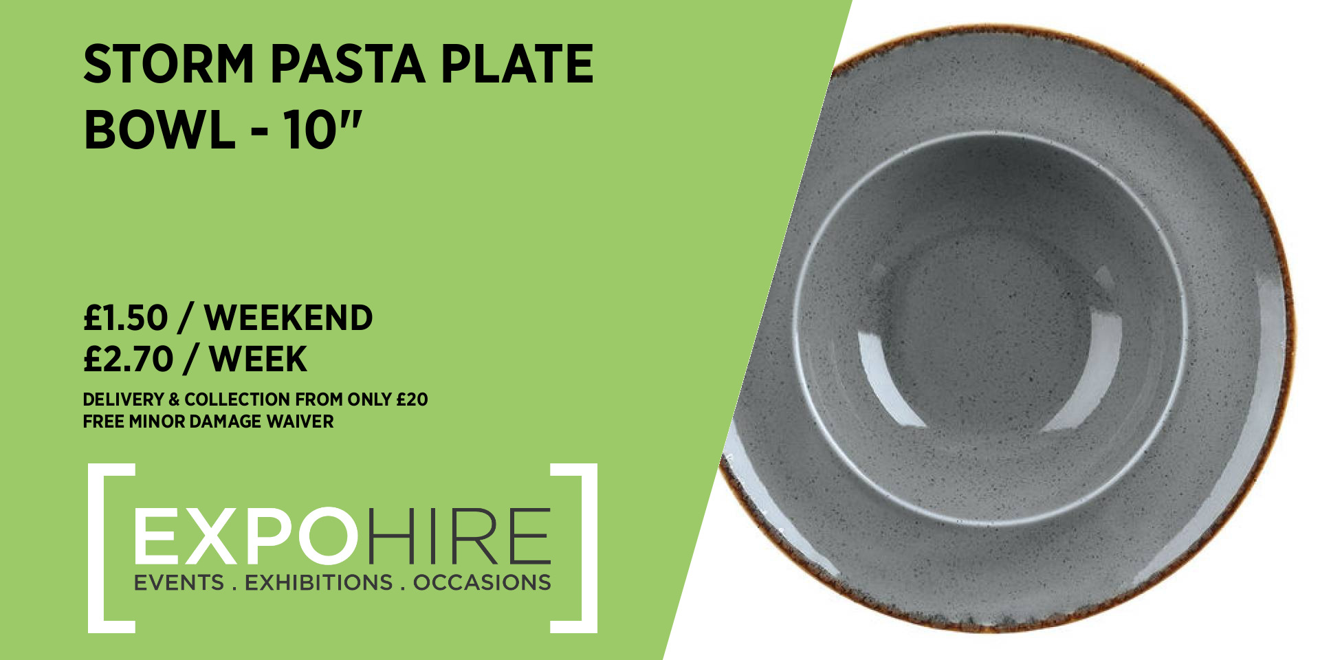Hire Storm Pasta Plate Bowl (Light Grey) • Days • Expo Hire