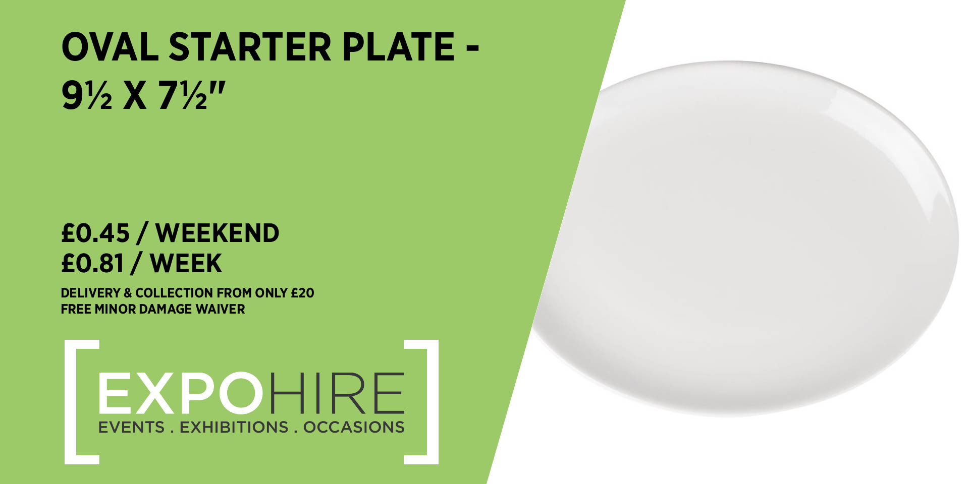 Oval Starter Plate Hire • £0.45 / 3 Days • Expo Hire