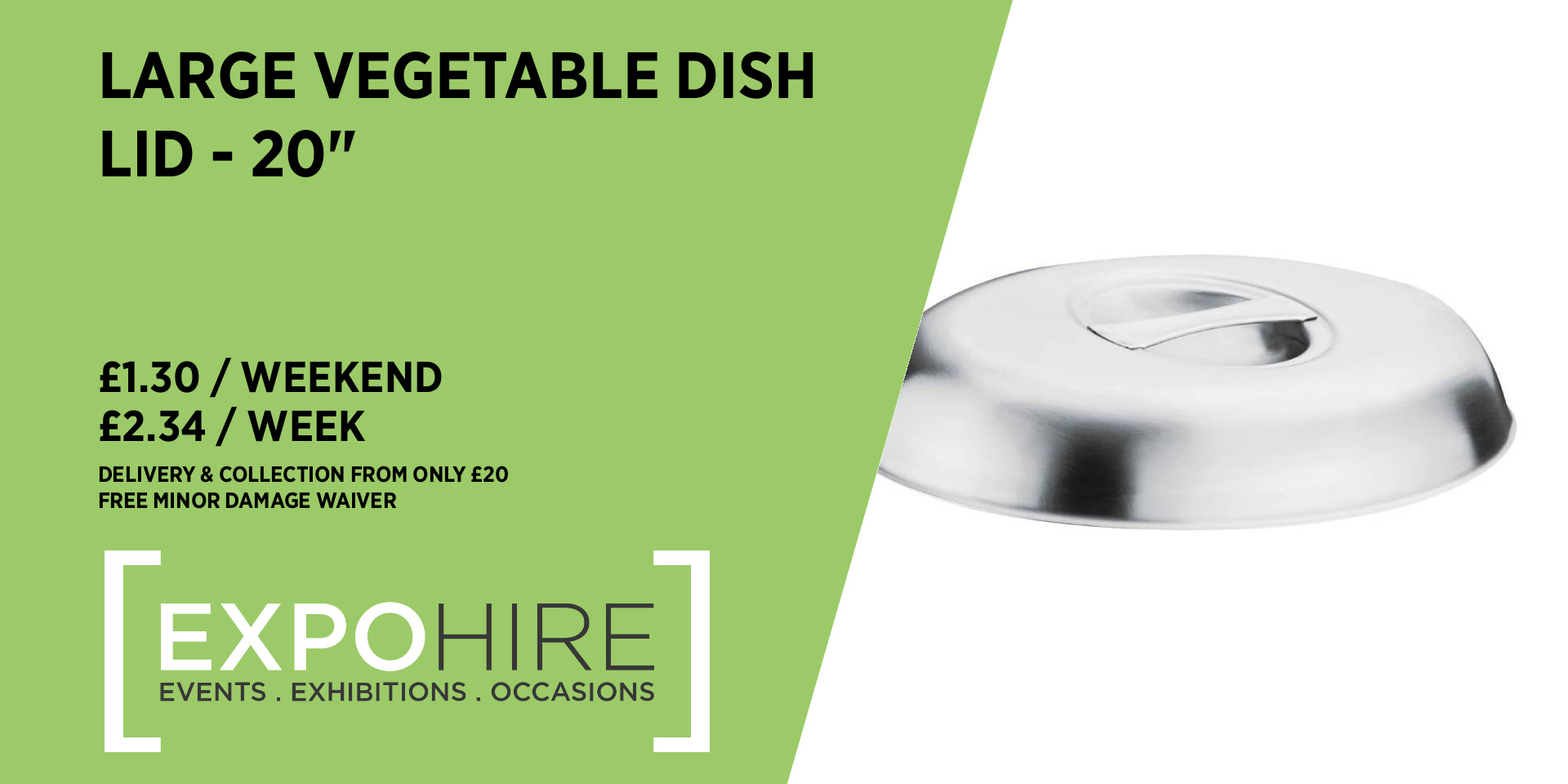 Vegetable Dish Lid Hire • Large • £1.30 / 3 Days • Expo Hire