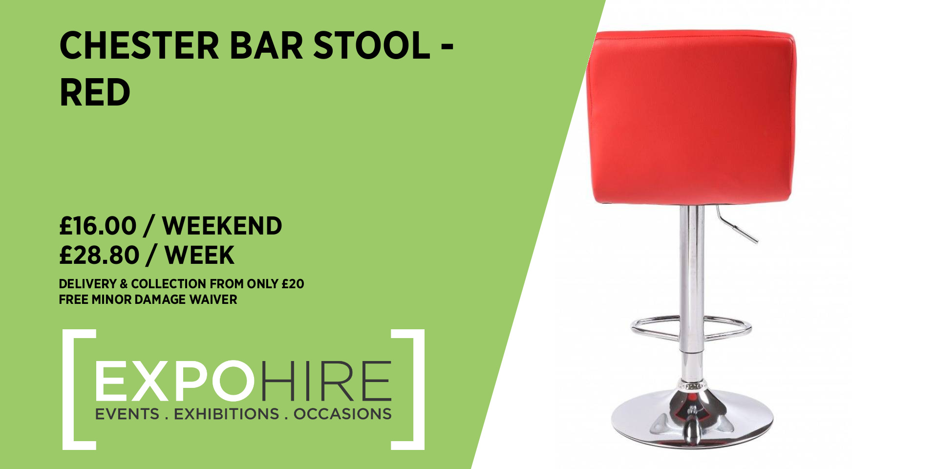 Red Chester Bar Stool Hire • £16 / 3 Days • Expo Hire