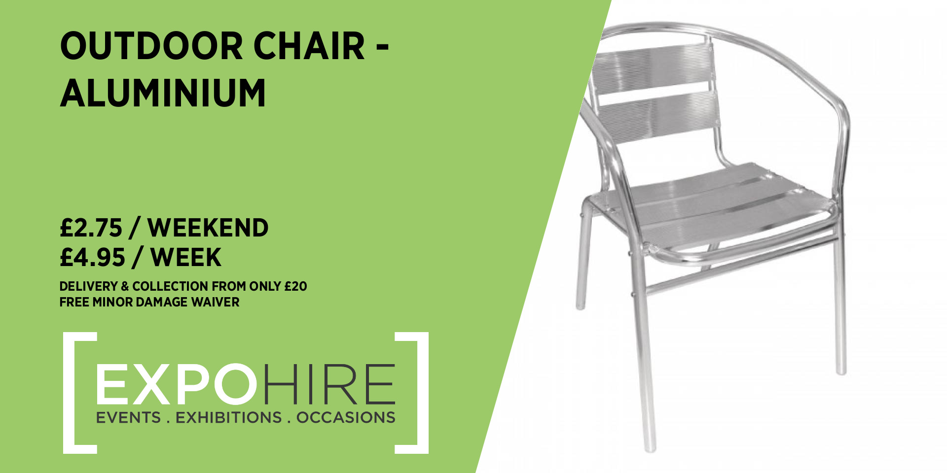 Outdoor Chair Hire • £2.75 / 3 Days • Expo Hire