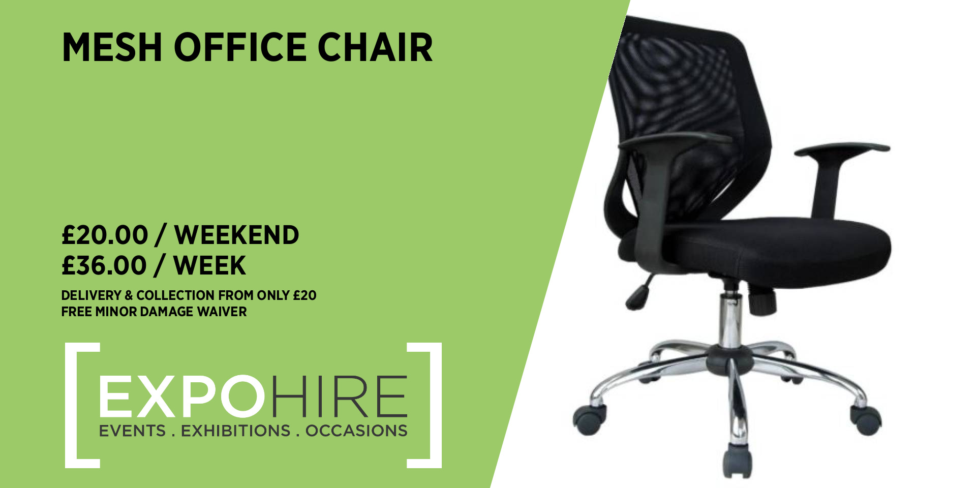 Mesh Office Chair Hire • £20 / 3 Days • Expo Hire
