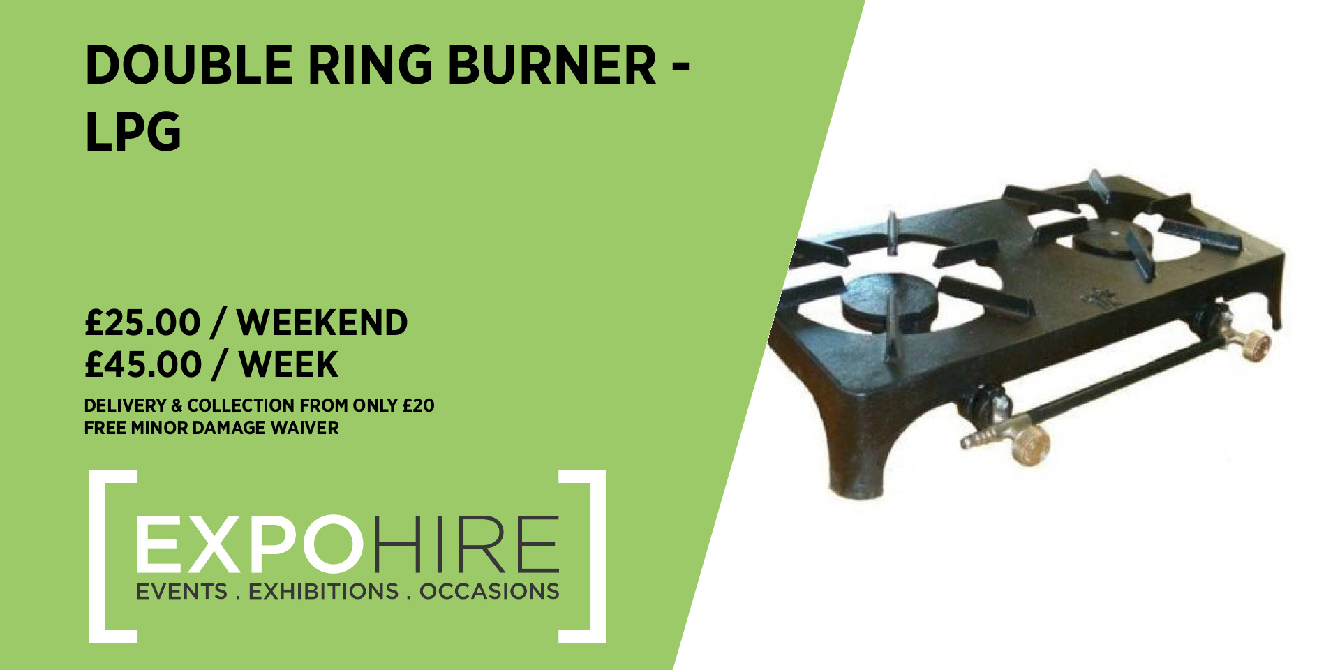 Double Gas Burner Hire • £25 / 3 Days • Expo Hire