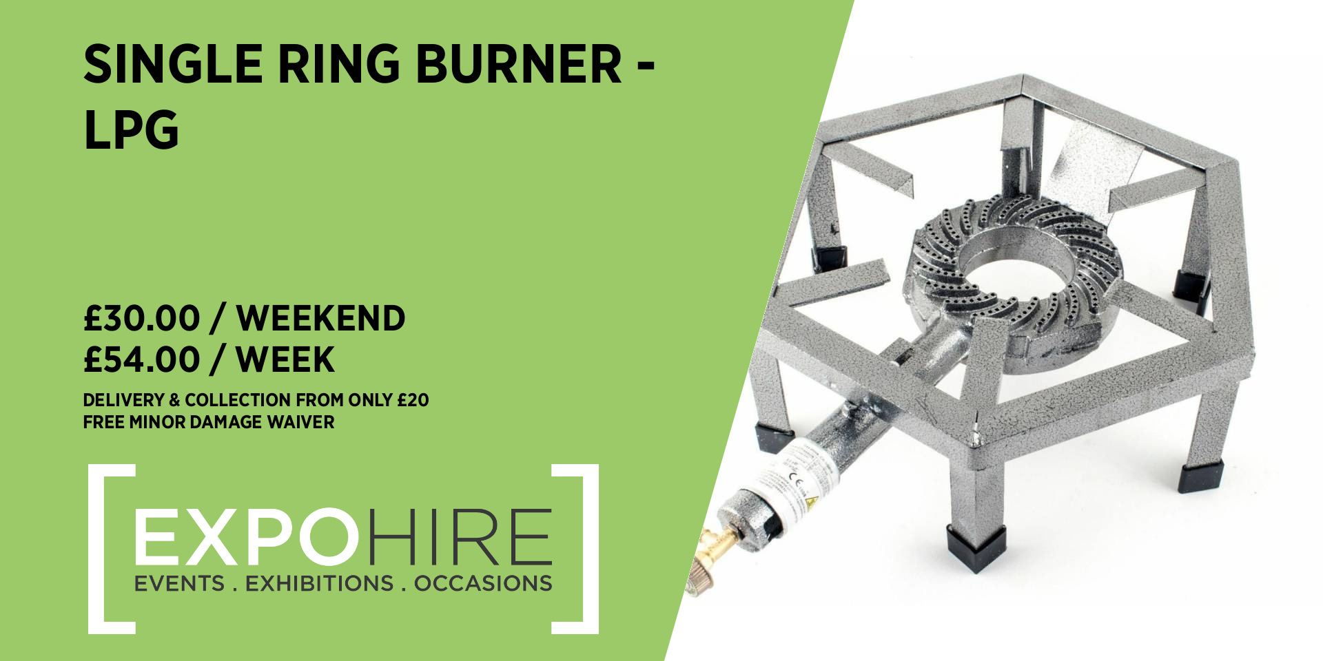 LPG Single Ring Burner Hire • £30 / 3 Days • Expo Hire
