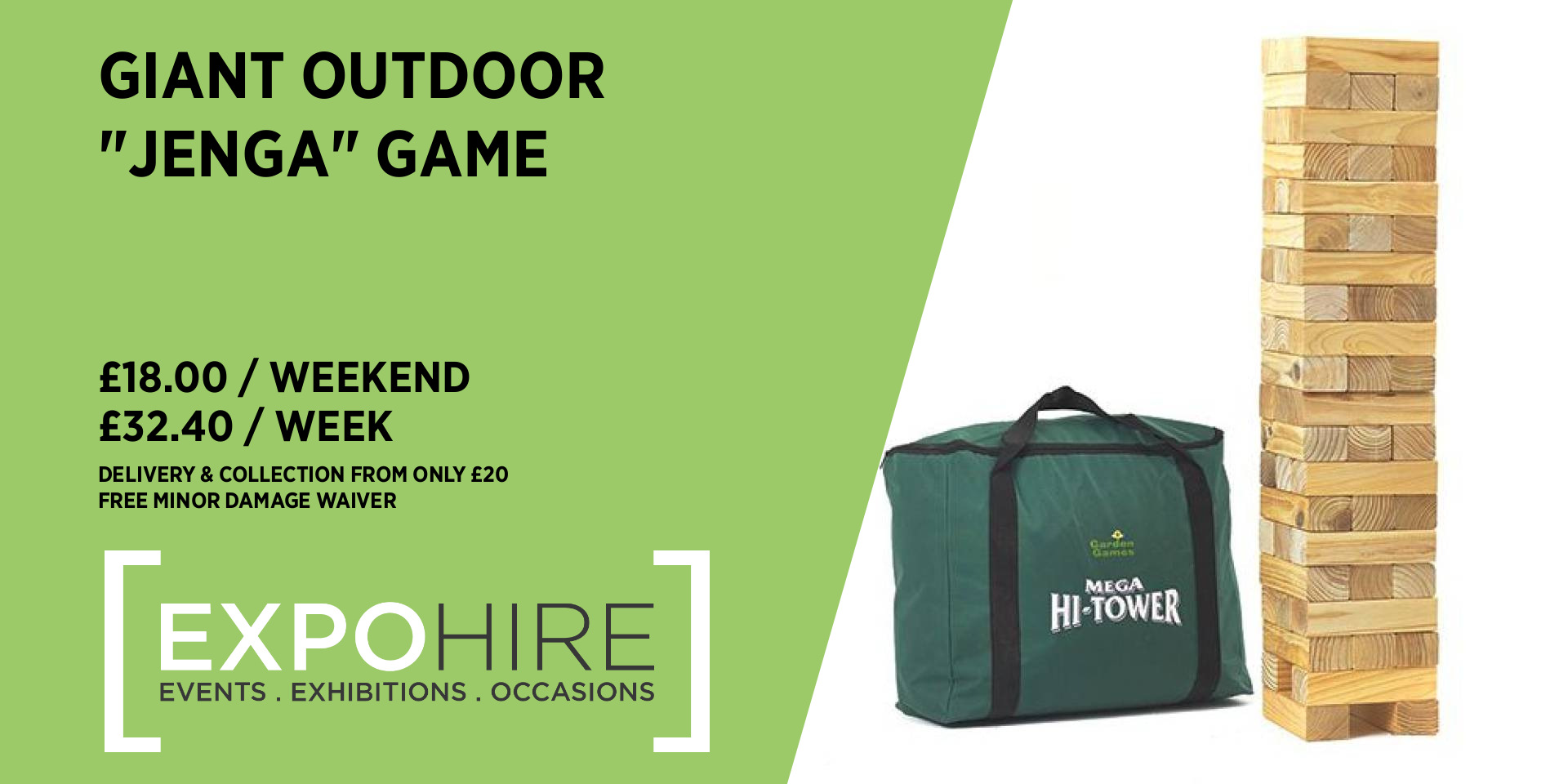 Giant Outdoor Jenga Bricks for Hire • £18 Days • Expo Hire