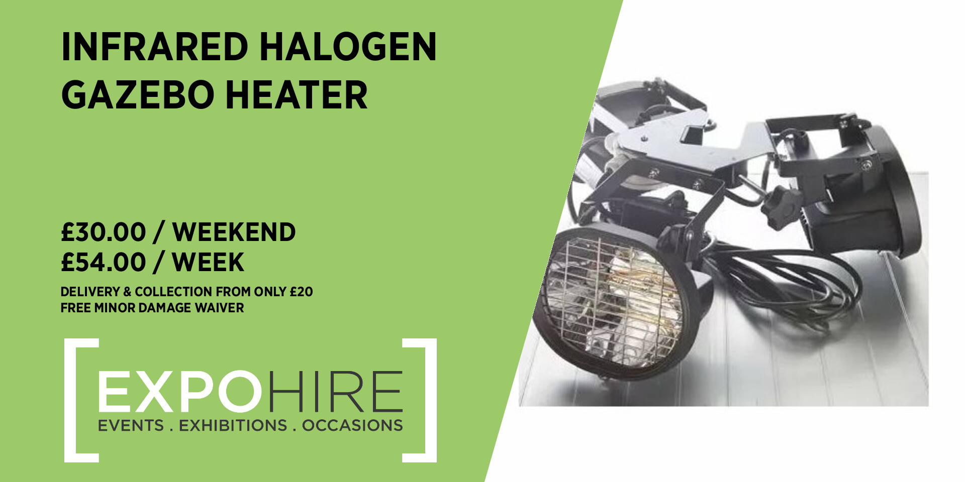 Infrared Halogen Gazebo Heater Hire • £30 / 3 Days • Expo Hire