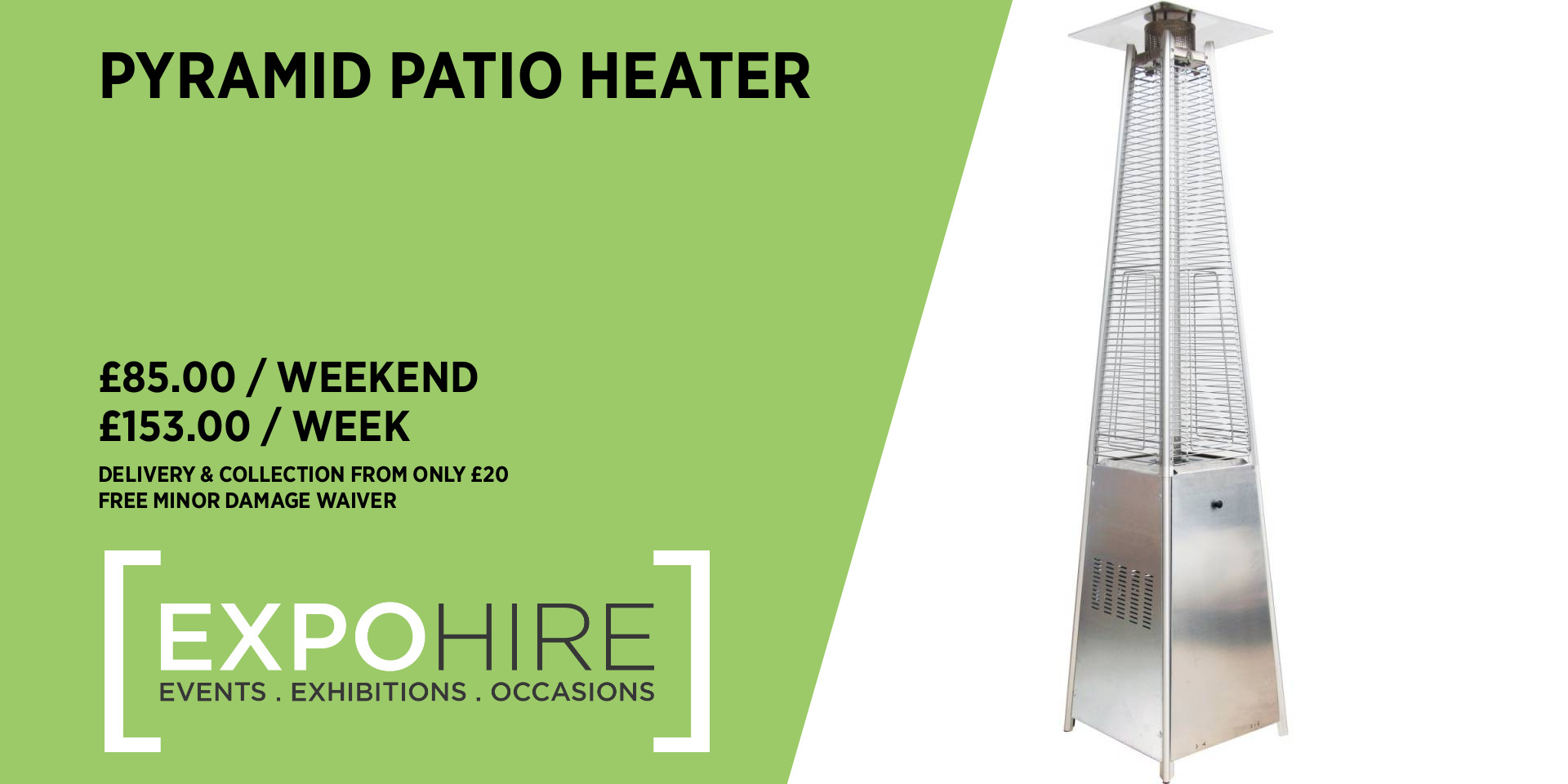 Pyramid Patio Heater for Hire • £85 / 3 Days • Expo Hire