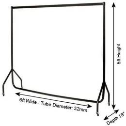 6ft Heavy Duty Clothes Rail with 50 Hangers
