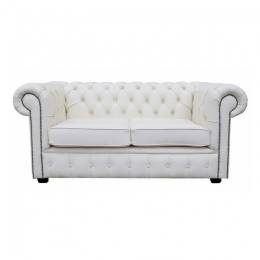 Two Seater Chesterfield Sofa for Hire - White