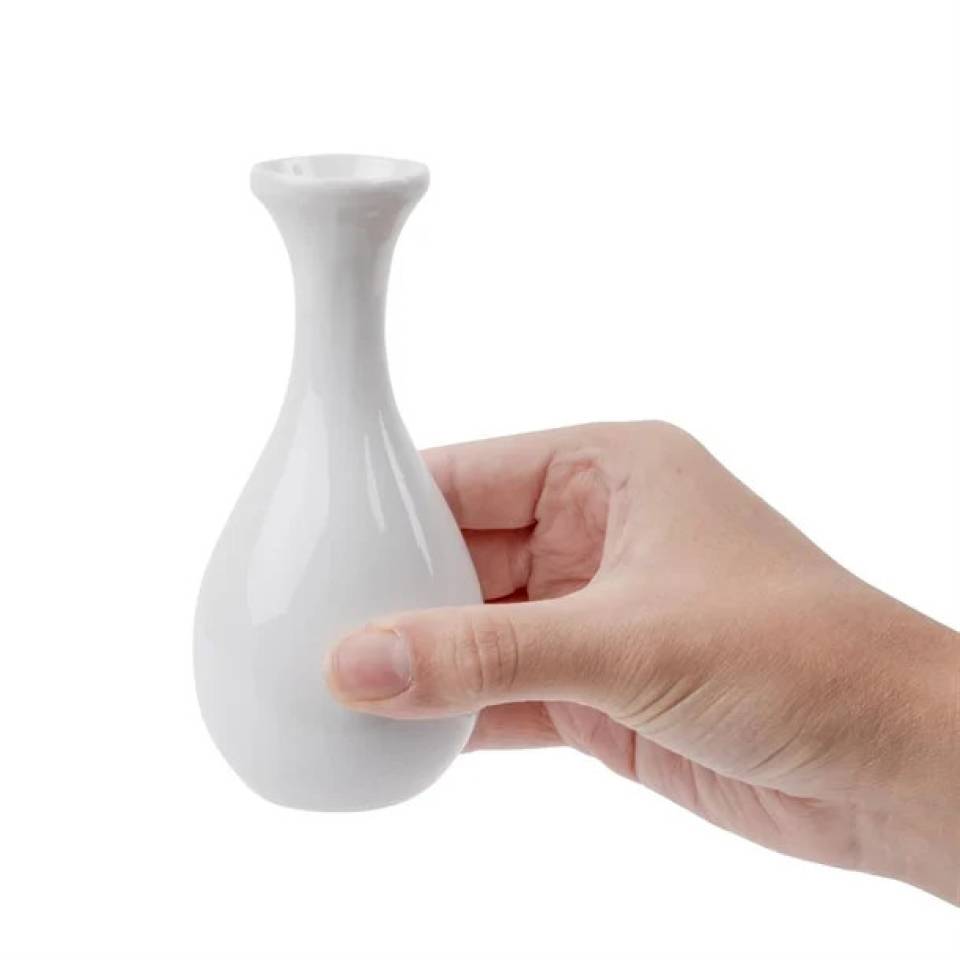 White porcelain bud vase hire for event tables