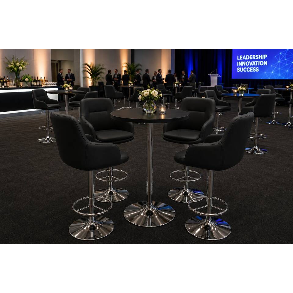 Black Producer Bar Stool Hire | Expo Hire