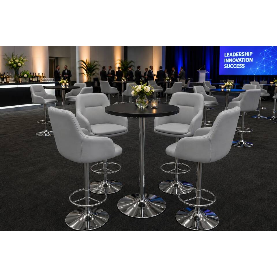 Grey Producer Bar Stool Hire | Expo Hire