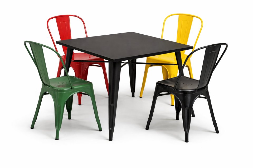 Black Steel Table Hire - 80cm Square