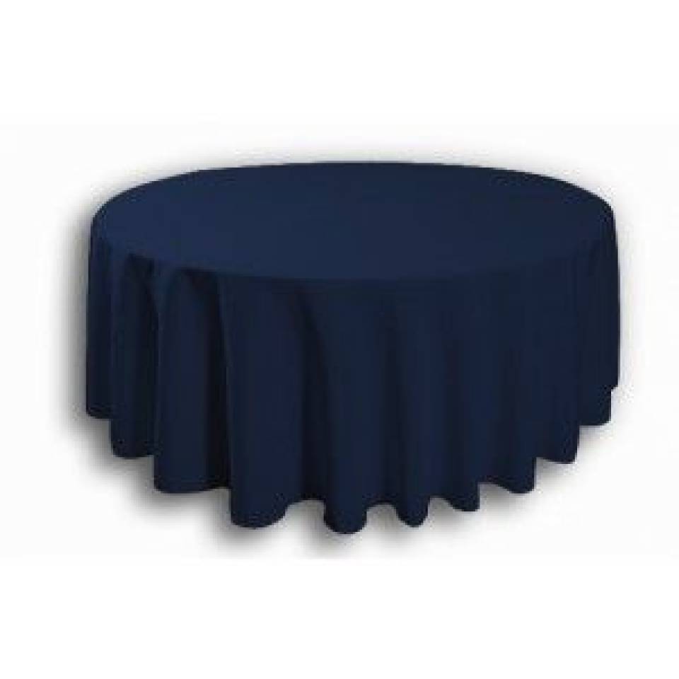 120" Navy Blue Circular Tablecloth Hire